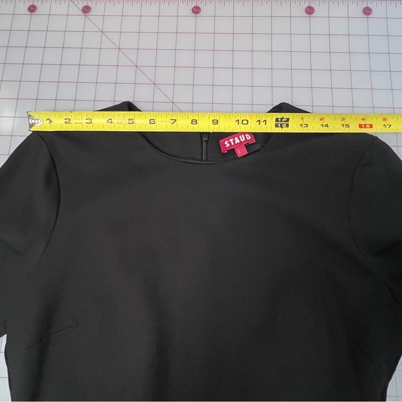 STAUD Hawthorne Black Cream Bell Sleeve Maxi formal holiday Dress NWOT large - Picture 7 of 13